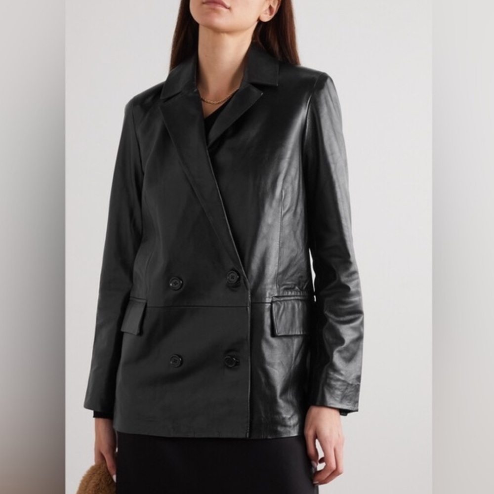 Stand Studio Black Leather Cassidy Blazer